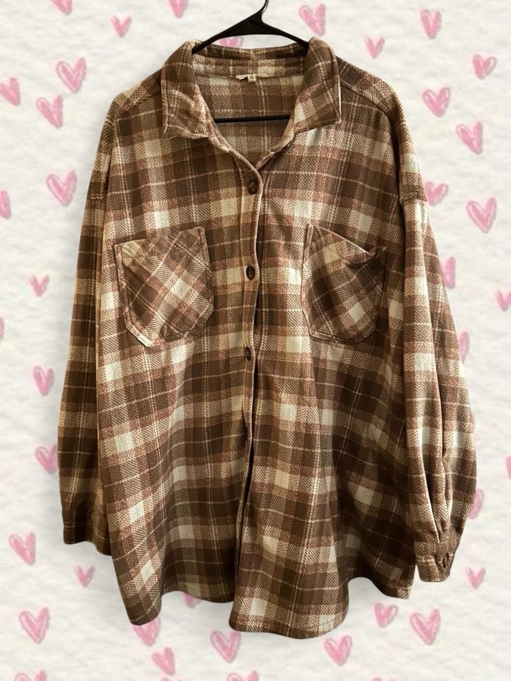 Maurices Pink Plaid Button-Up Shacket